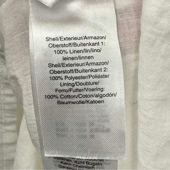 DKNY Pure Ruched Mixed Media Asymmetrical Slip Dress Linen Size Small White - Picture 6 of 12